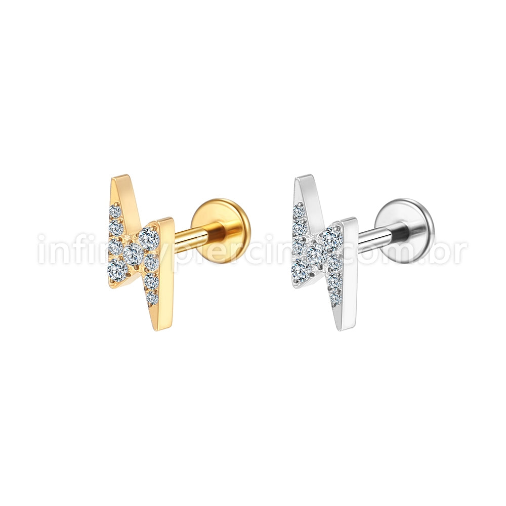 Piercing Labret Aço Cirúrgico Raio Zircônia